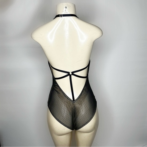 Black Sexy Mesh & Lace Bodysuit, Size S - Picture 3 of 7